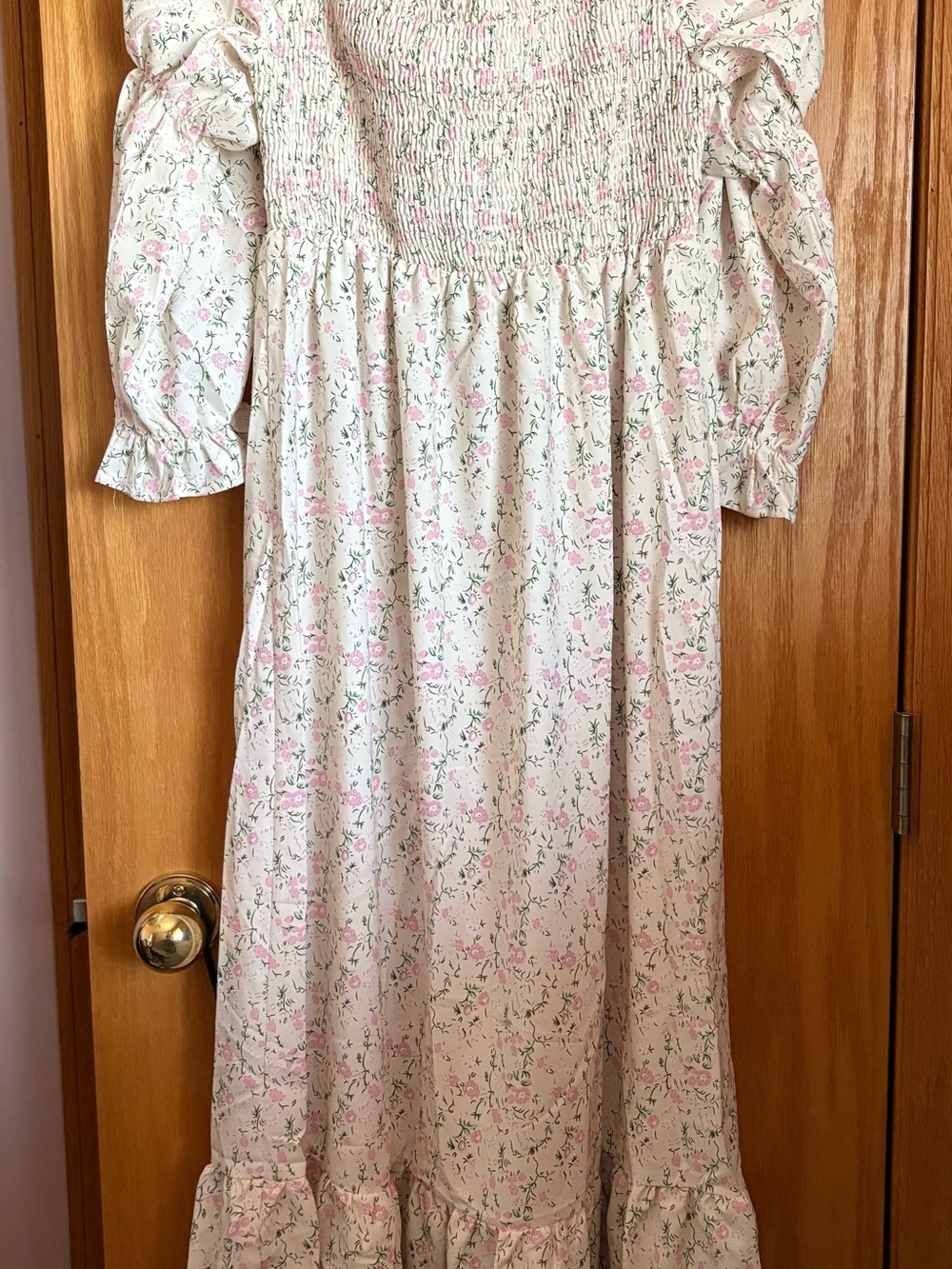 Ruffle ruched high waist puff sleeve photoshoot western maternity maxi dress